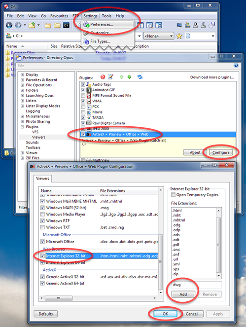 Configuring the ActiveX plugin to use Internet Explorer for a particular file extension