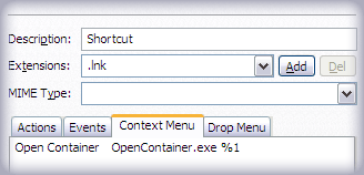 OpenContainer context menu setup