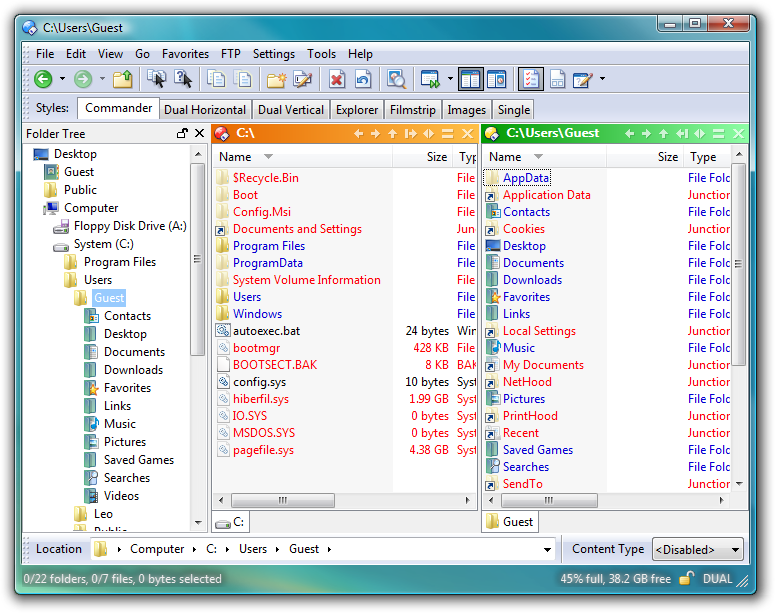 Directory Opus 9 on Vista with the default configuration.