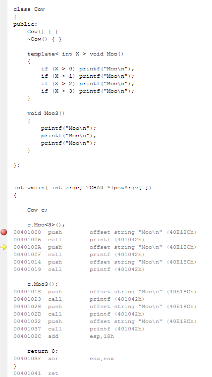 Source code & generated asm code.